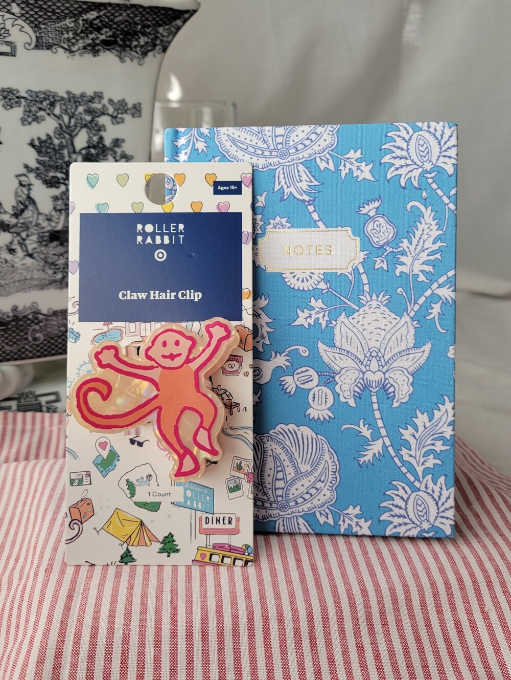 Roller Rabbit Target Collab Monkey Hair Claw Clip & Fabric Covered Journal